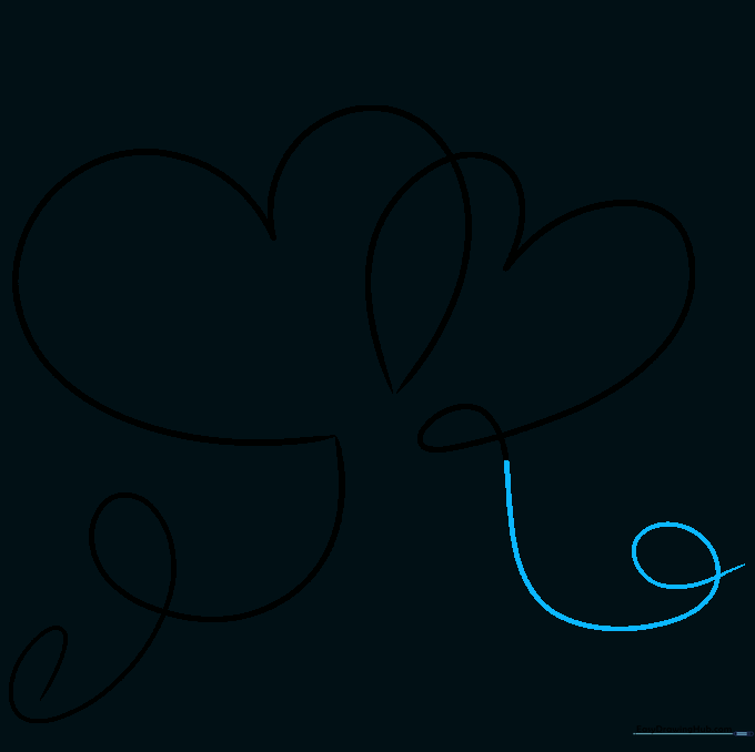 Pencil sketch showing an extended line with a decorative curl.