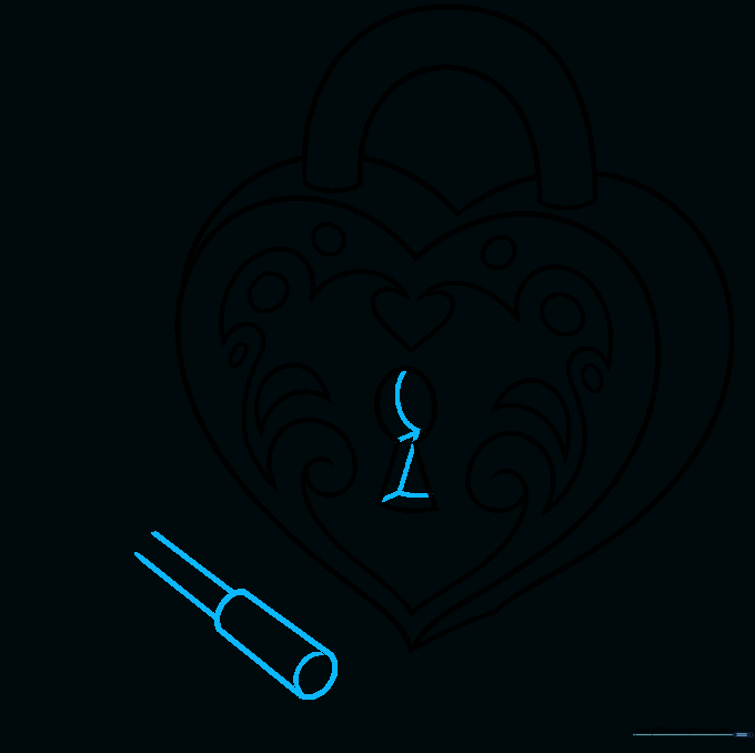 Drawing the shaft of a key next to the locket to add a sense of mystery.