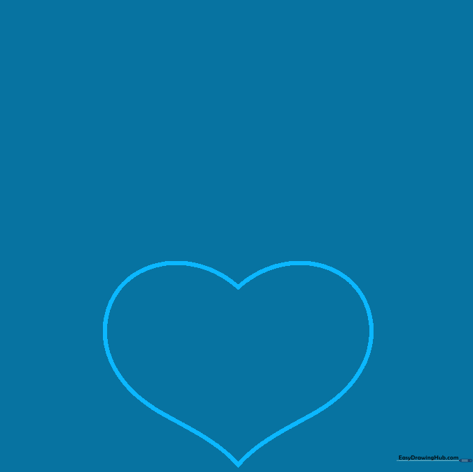 A simple, light pencil outline of a heart shape centered on a white background.