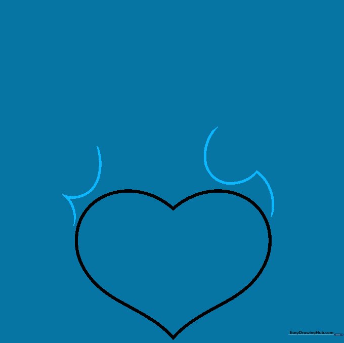 Two curved lines forming sharp points extending from the top of the heart shape.