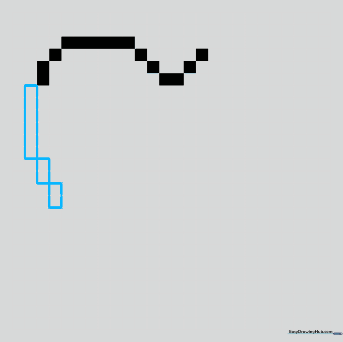 Continuing the side outline of the pixel heart using vertical columns of squares.