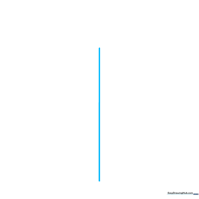 A light vertical pencil line drawn on white paper, serving as a guide for heart symmetry.