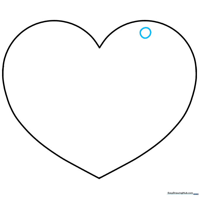 A small circle drawn inside the heart to represent a light reflection.