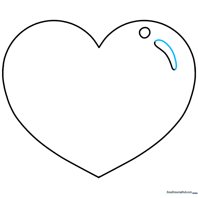 The completed line art of the heart with all highlights in place.