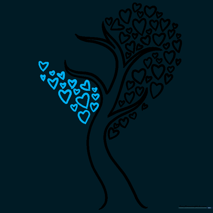 Hearts added to the opposite side of the tree to create symmetry.