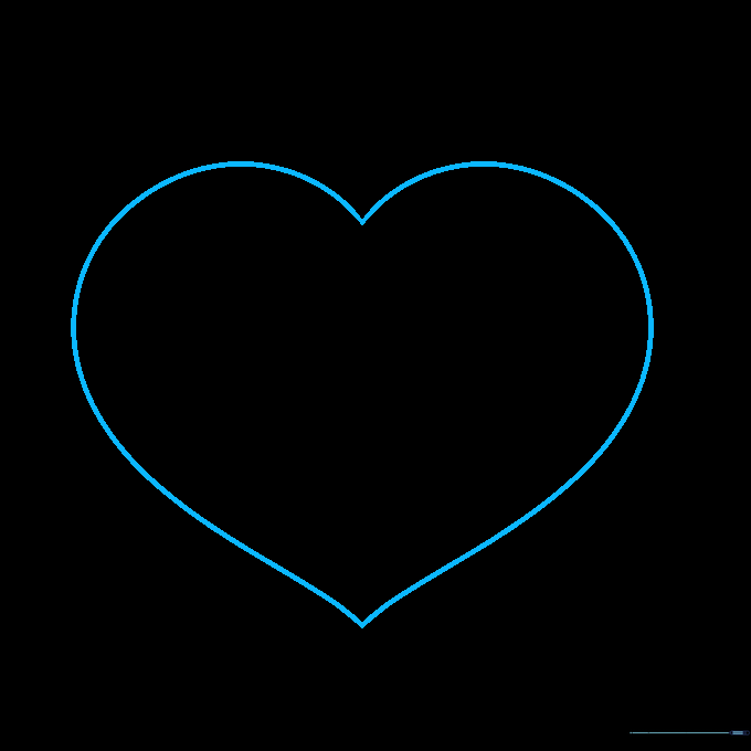 A simple pencil outline of a large heart centered on a white background.