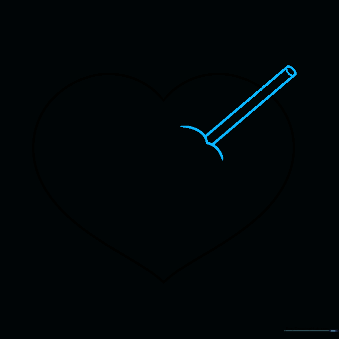 Drawing the beginning of the arrow shaft extending from the right side of the heart.