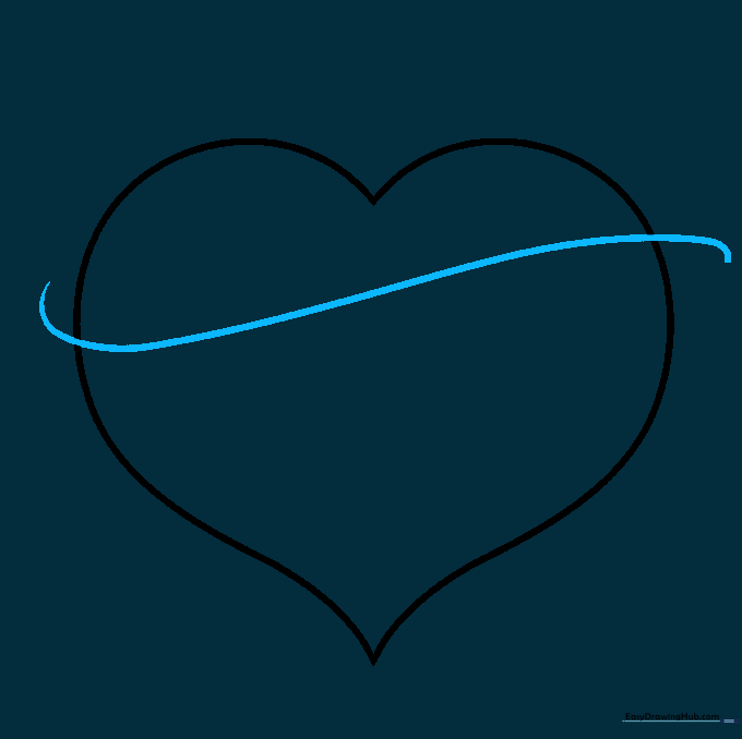 Heart shape with a curved ribbon line drawn across the top section.