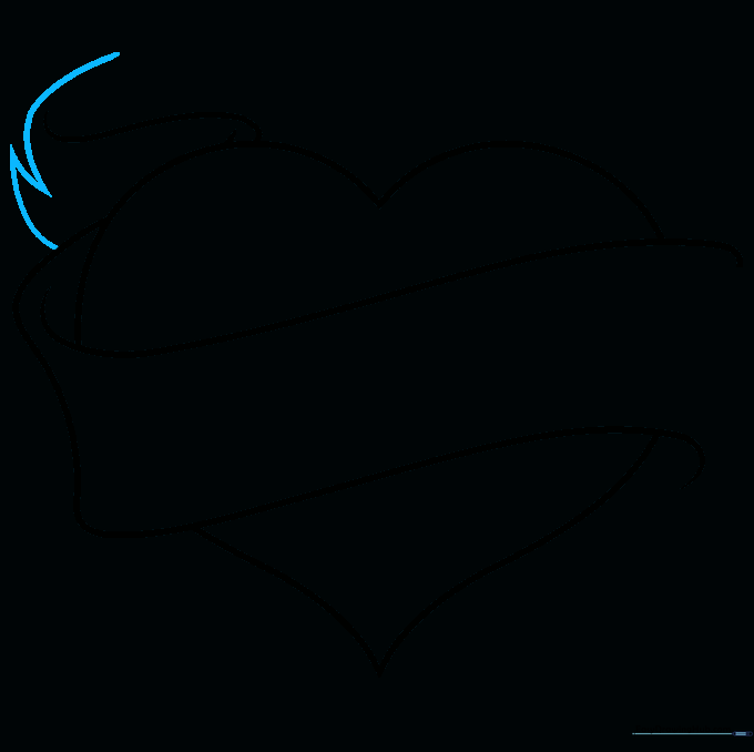 Ribbon ends being drawn with jagged, pointed edges.