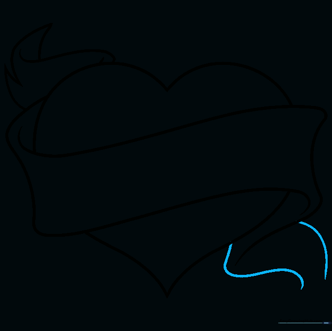 Adding the final curved lines to the second ribbon tail.