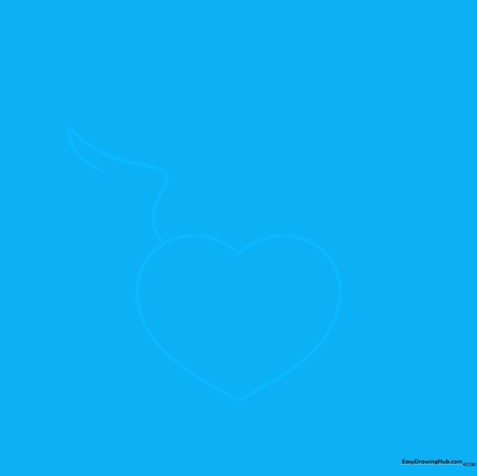 Pencil sketch of a simple heart shape centered on a white background.