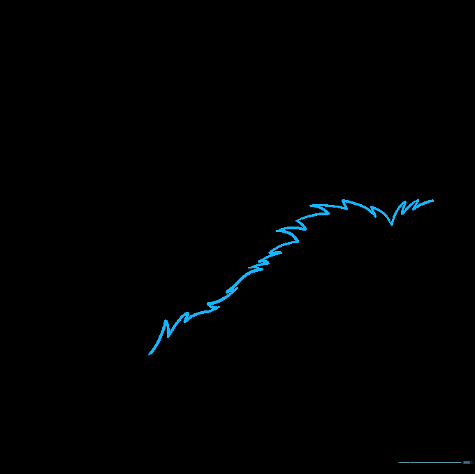 Drawing showing a dividing line between the hedgehog's spiky back and smooth face.