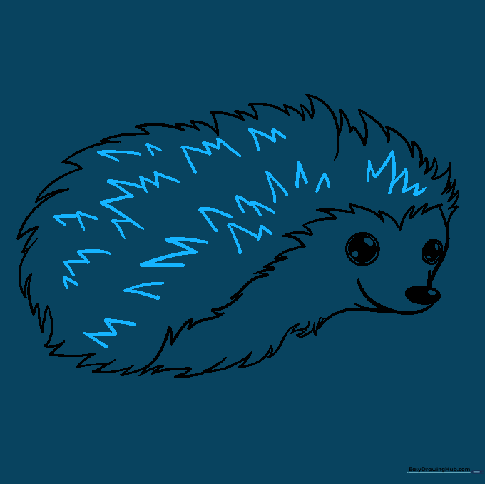 Hedgehog back filled with V-shaped lines to simulate the texture of sharp spines.