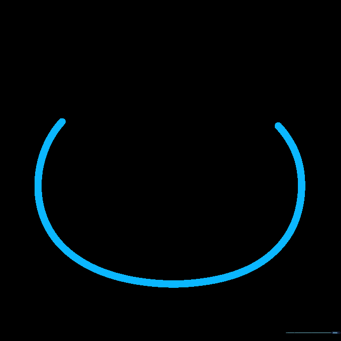 Pencil sketch of a large, wide oval shape forming the base of Hello Kitty's head.