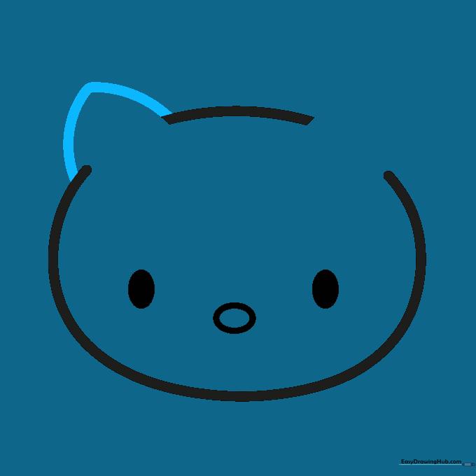 A soft, rounded triangle shape drawn on the top left of the head to form an ear.