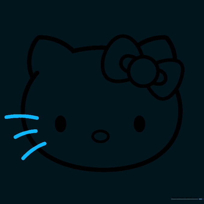 Three short, straight lines added to the left side of the face to represent whiskers.