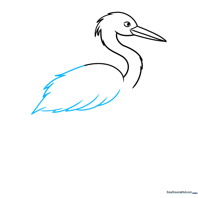 A teardrop-shaped wing outline added to the heron's body.