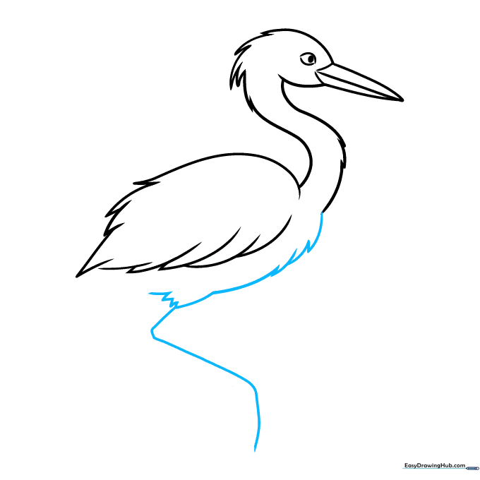 The heron's chest and the start of a long, thin leg structure.