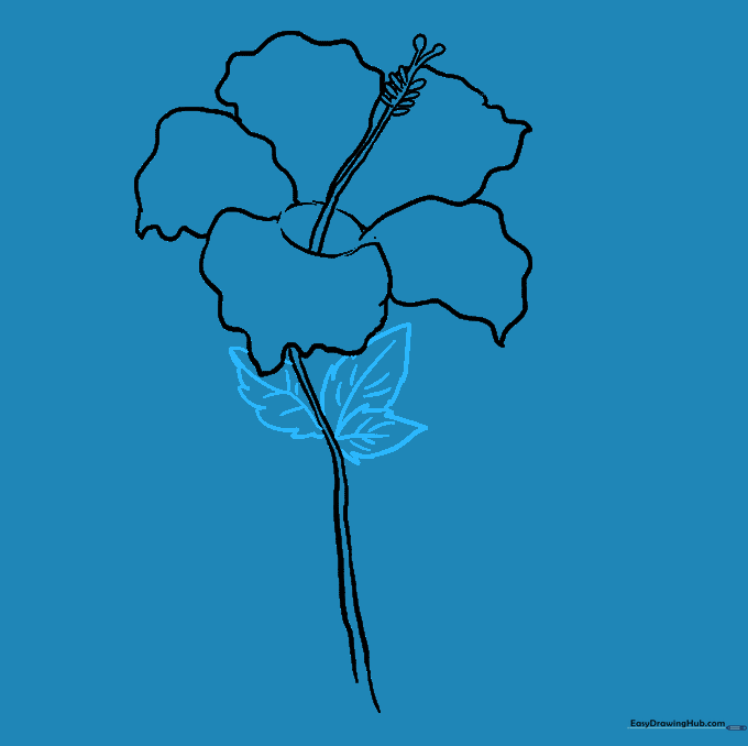 A jagged-edged leaf with vein details attached to the stem.