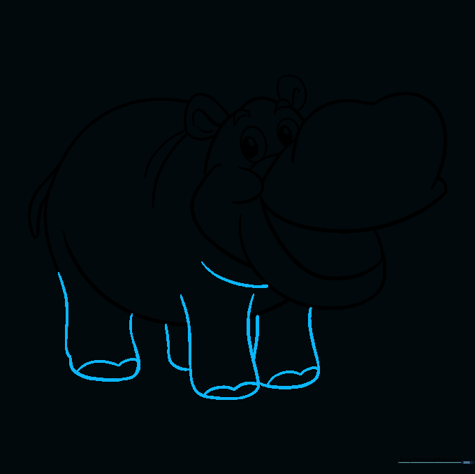 Adding four sturdy legs with toe details to the hippo's body.