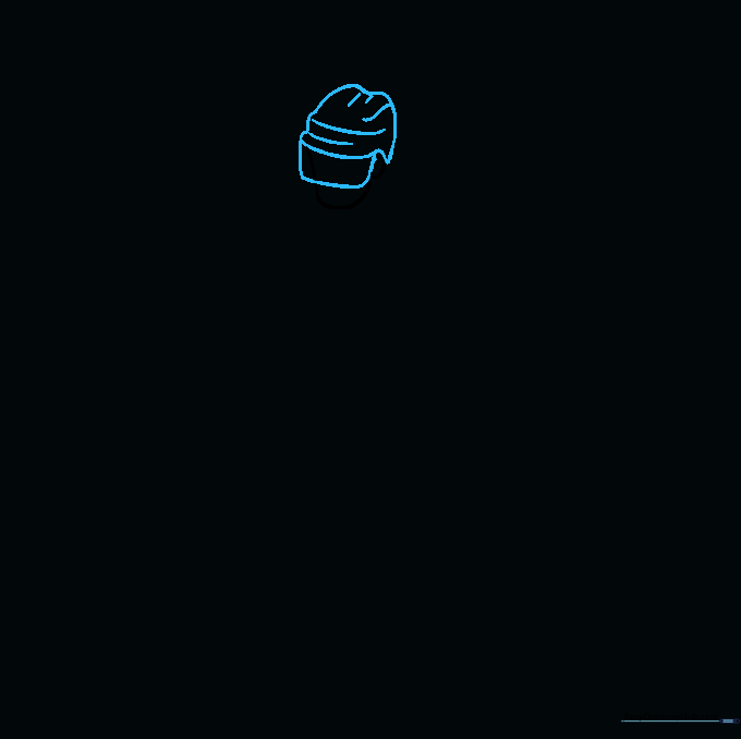 Drawing the protective helmet and rectangular face mask of the hockey player.