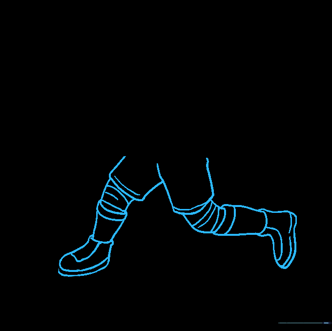 Adding the uniform pants, socks, and ice skates to the drawing.