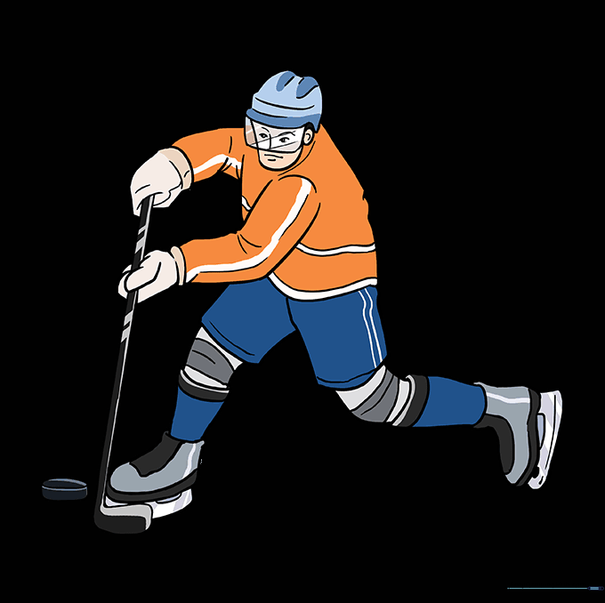 A fully colored and detailed hockey player drawing.