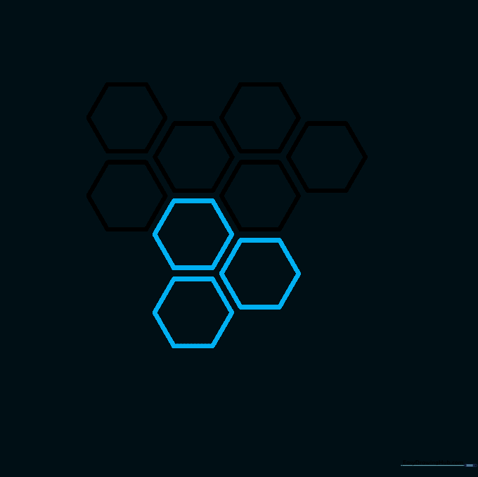 Nine hexagons arranged in a larger honeycomb grid.