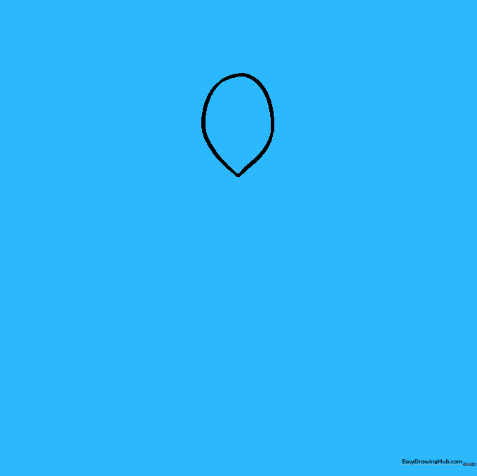 Adding a curved line above the teardrop to complete the outline of the hoodie hood.