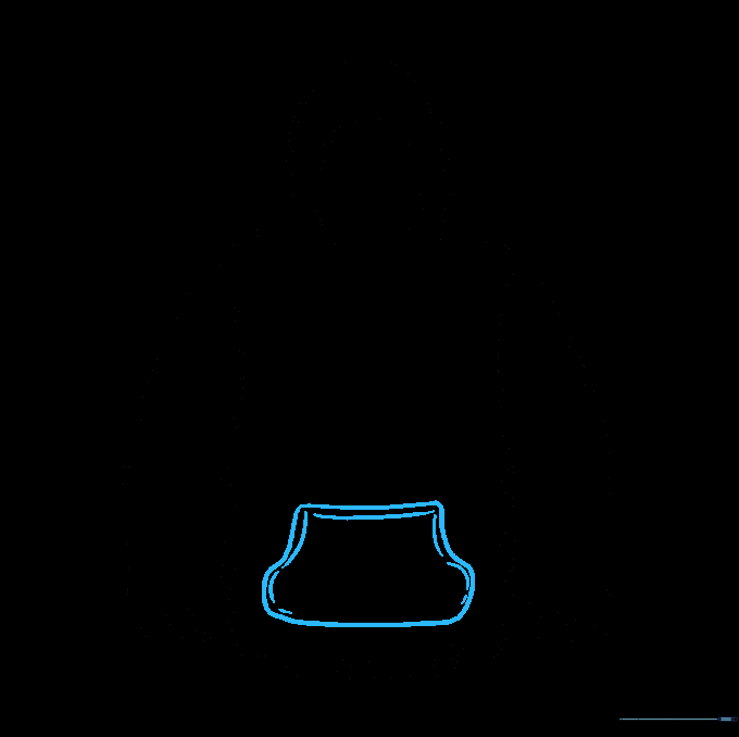 Sketching the front kangaroo pocket onto the center of the hoodie.