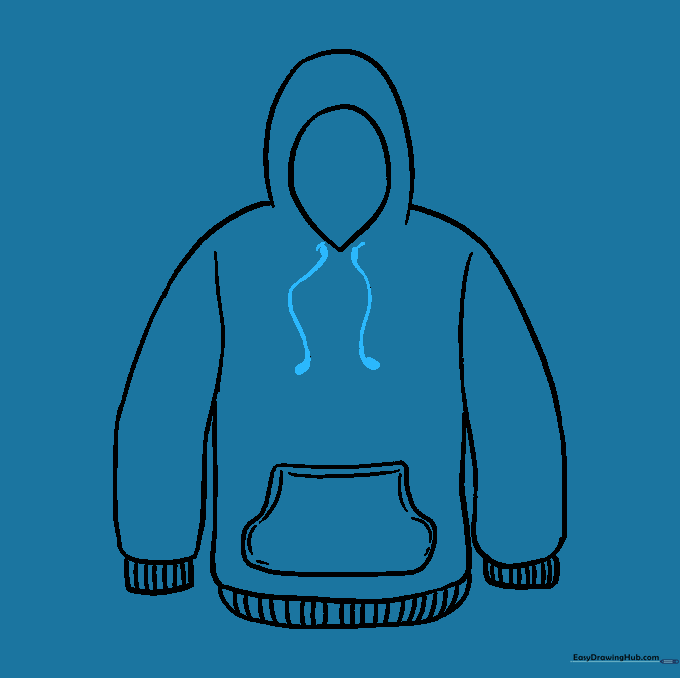 Adding drawstrings with small ovals at the ends to the neck area of the hoodie.