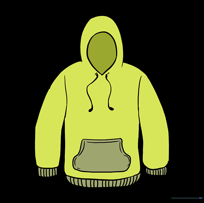 A fully colored, vibrant hoodie drawing.
