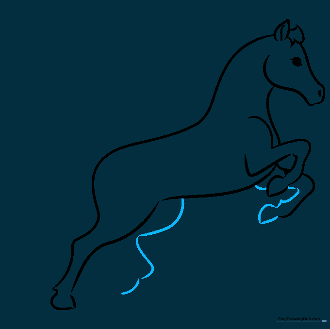 Adding the secondary legs to the horse outline to show depth and perspective.