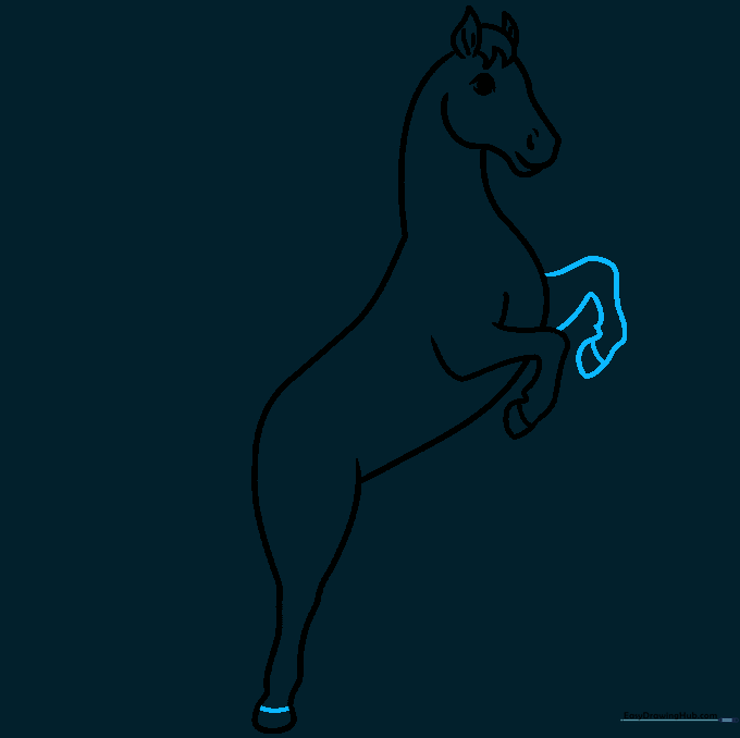 Adding the second front leg to the horse's body.