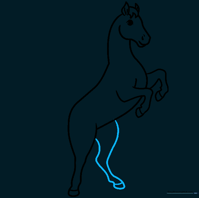 Completing the horse's legs by adding the final rear leg.