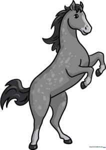 A vibrant, finished drawing of a rearing horse, showcasing the final result of the tutorial.