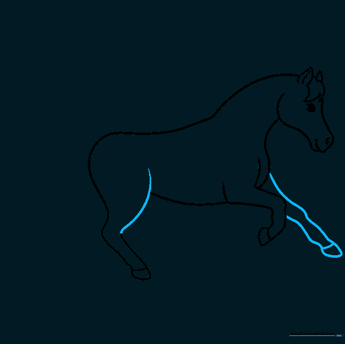 Adding the second front leg to the running horse sketch.
