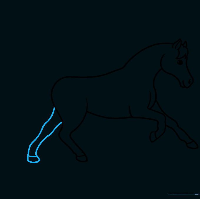 Completing the final leg of the horse.