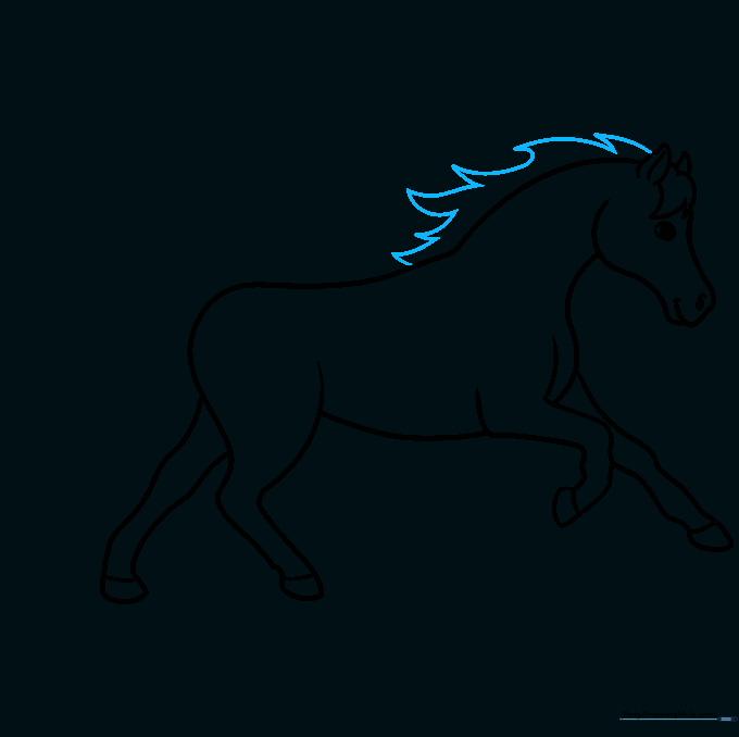 Adding a flowing, flame-like mane to the horse.