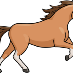 A vibrant, finished cartoon drawing of a horse running at full speed.