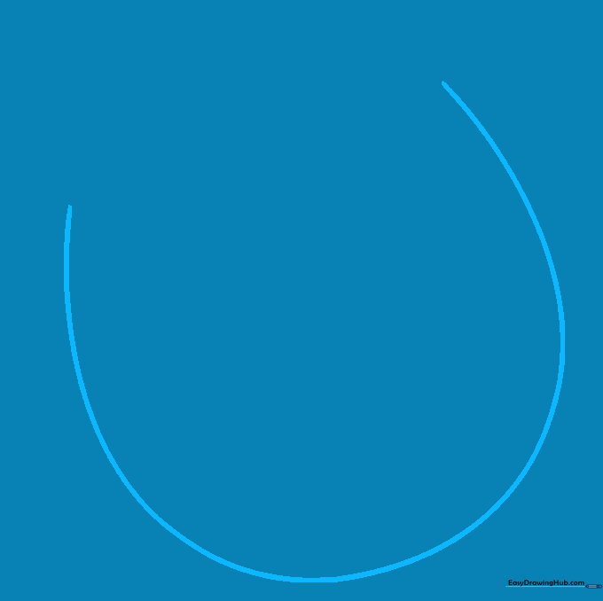 A simple, light pencil sketch of a large U-shape representing the base of a horseshoe.