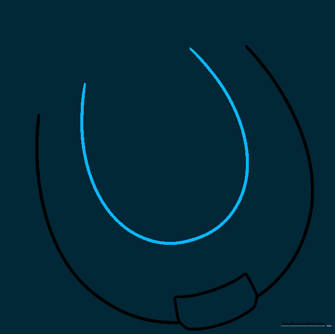 A smaller U-shape drawn inside the original to show the thickness of the horseshoe.