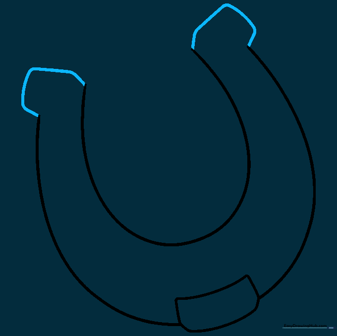 Adding Y-shaped lines to the ends of the horseshoe to give the heels a 3D appearance.