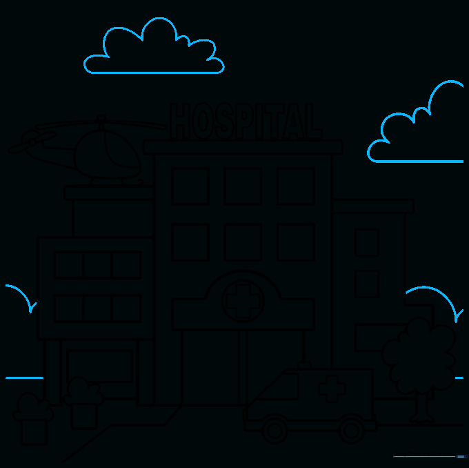 Adding a horizon line, trees, and clouds to complete the scene.