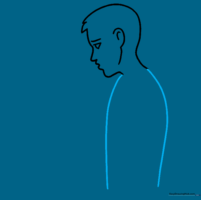 Outline of the boy's torso showing the back and front curves.