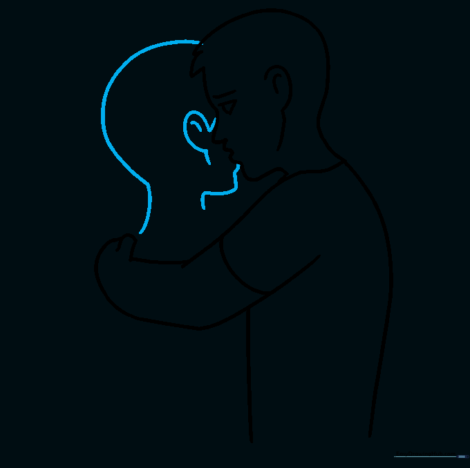 Initial outline of the second character's head and neck profile.