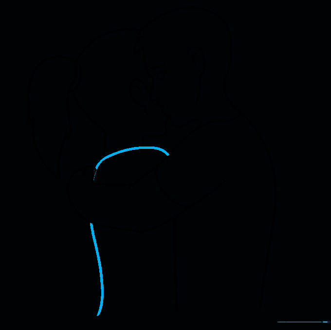 Drawing the shoulder and back line for the second character.