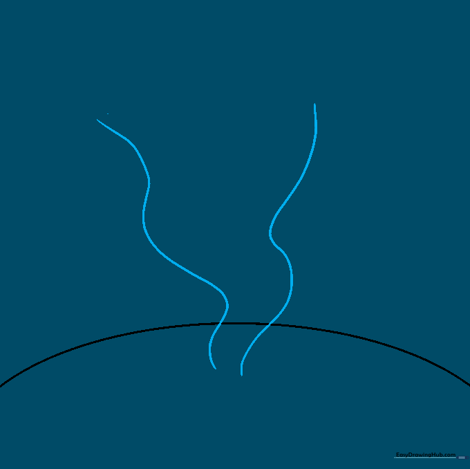 Two parallel wavy lines forming the central funnel shape of a hurricane.