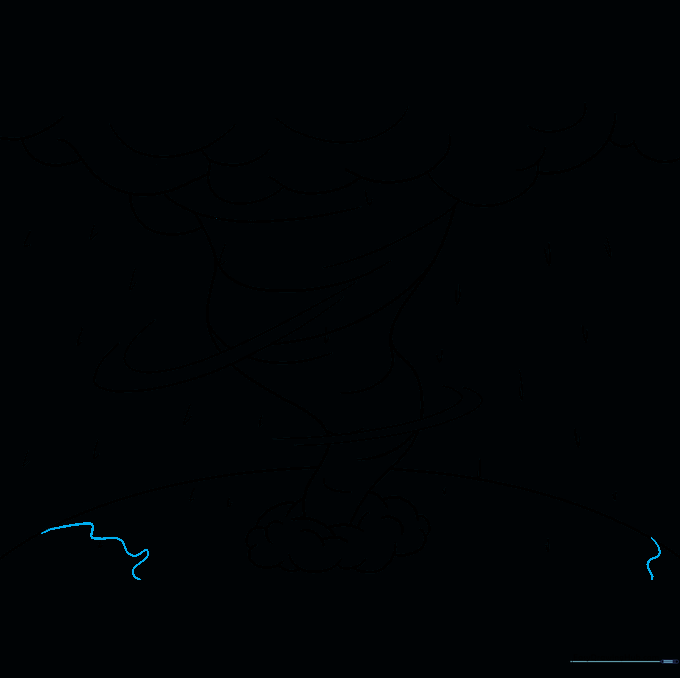 Wavy lines added below the horizon line to represent the surface of the ocean.