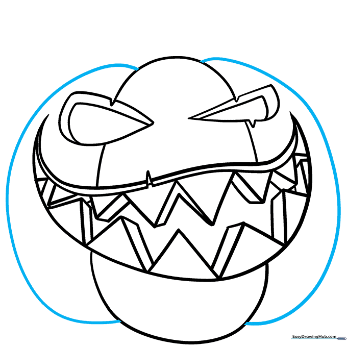 Adding side curves to the pumpkin to give it a realistic, rounded shape.